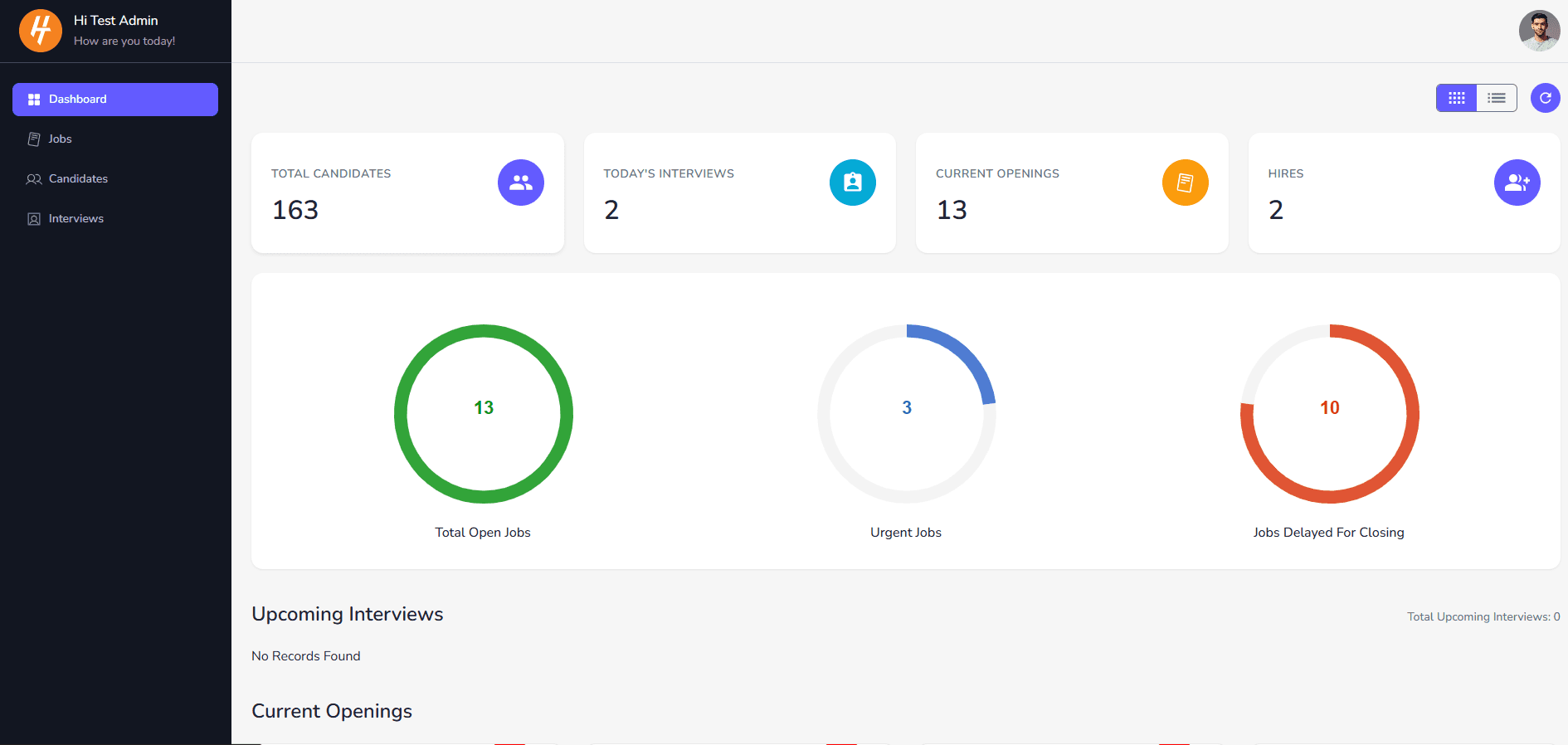 Dashboard Screenshot