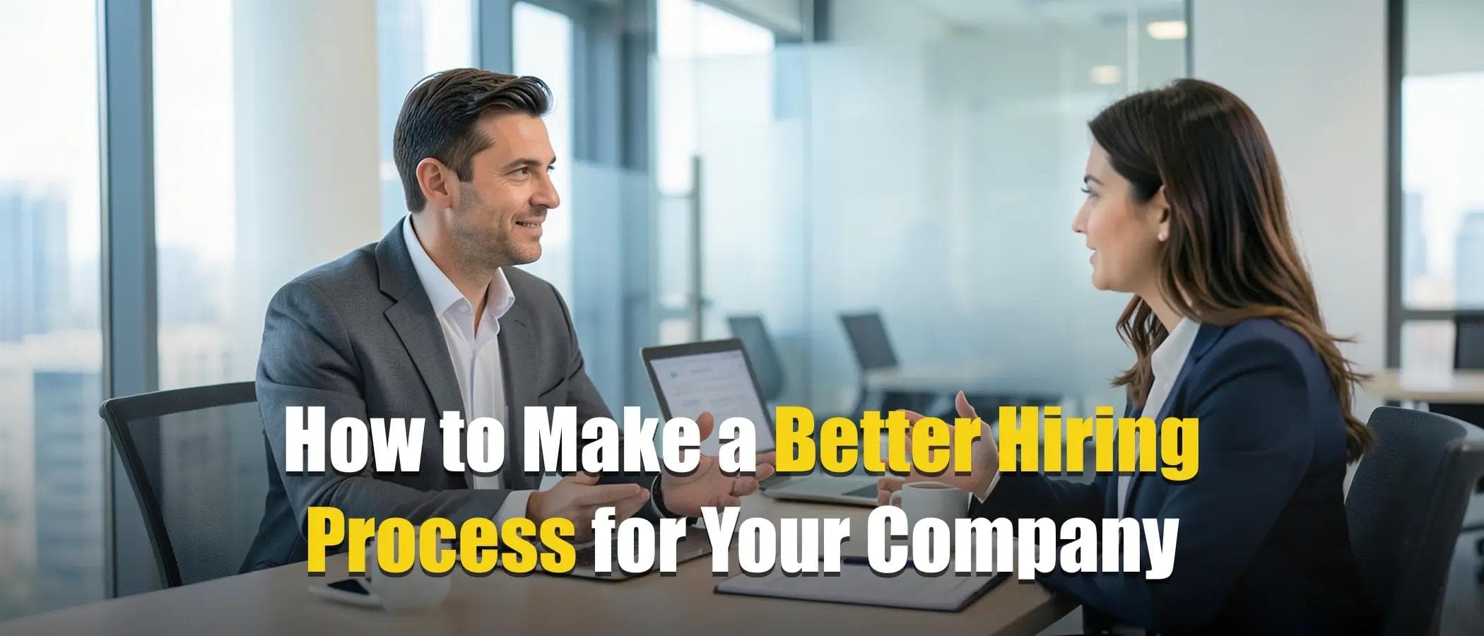 HR manager interviewing candidate to improve company hiring process